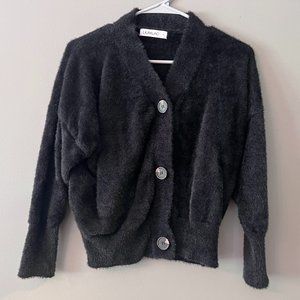 Liumilac Size Small Cozy Black Cardigan